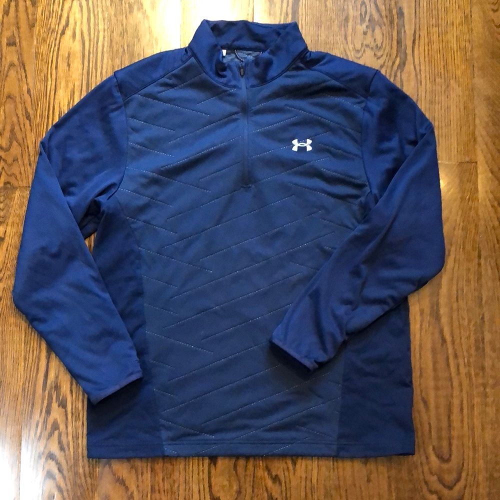 UNDER ARMOUR Quarter Zipper Blue Stripe Pullover Sz Large